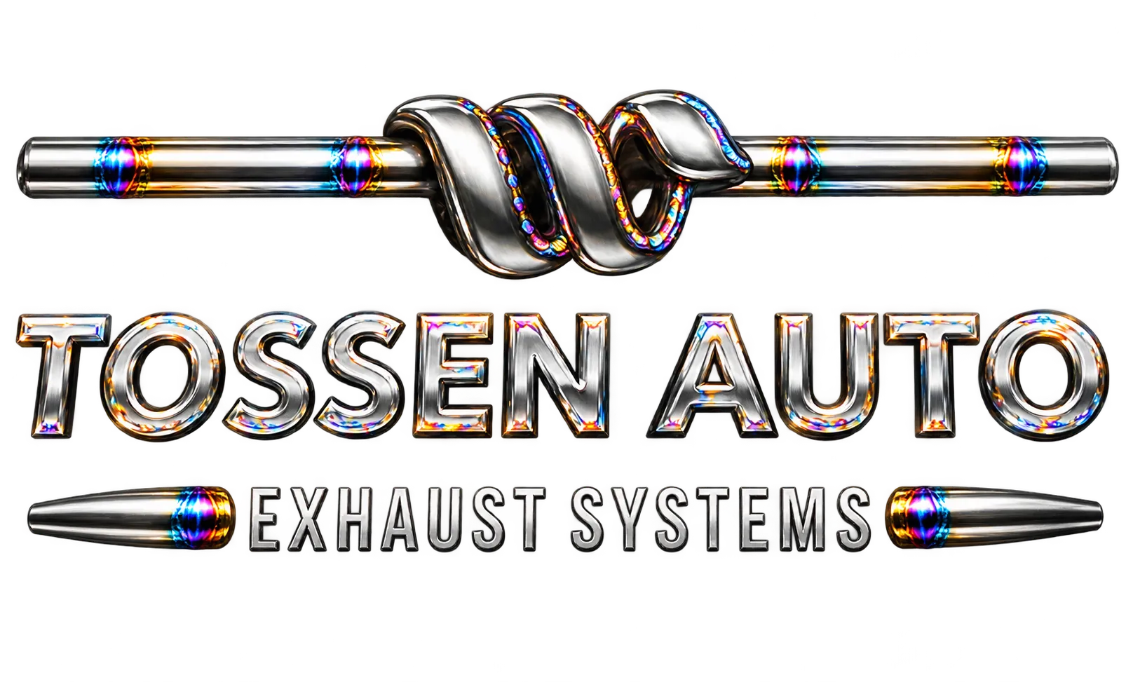 Хромированный логотип TOSSEN AUTO на прозрачном фоне-1